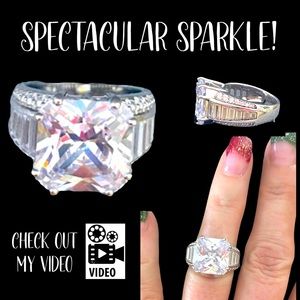 Sterling Silver Princess Cut Sim Absolute Diamond Ring NEW 11+ carats Size 6